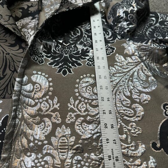 IC Connie K Jacket X-Large Tapestry Artsy Open Front Silver Metallic Patchwork - Picture 6 of 6